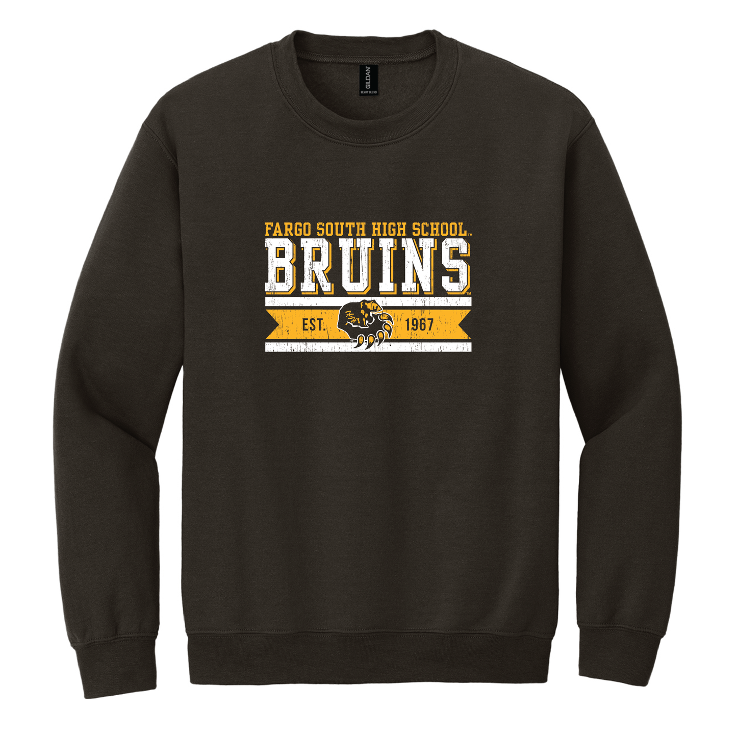 Bruins Dark Chocolate Gildan® Heavy Blend™ Crewneck Sweatshirt (18000)