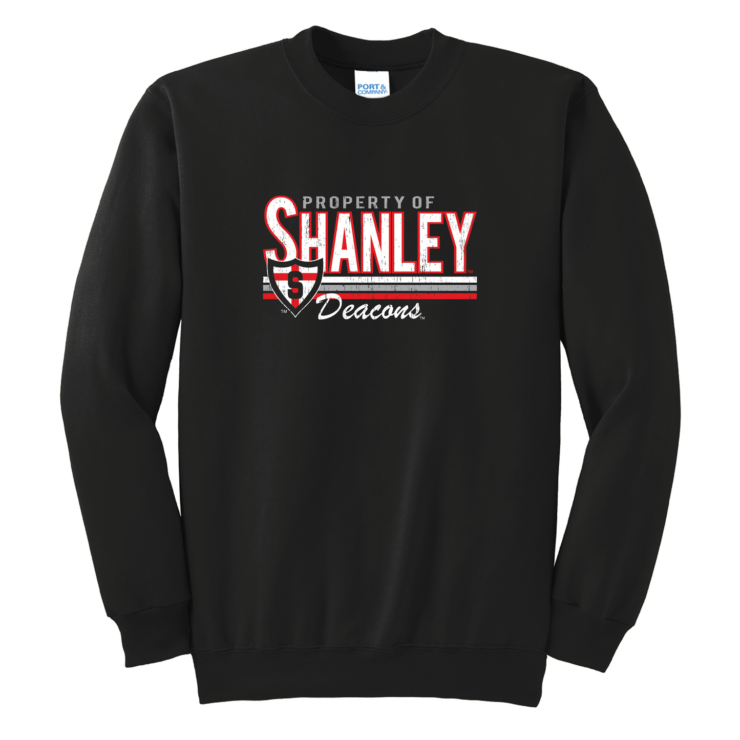 Shanley Black Port & Co™ Essential Fleece Crewneck Sweatshirt (PC90)
