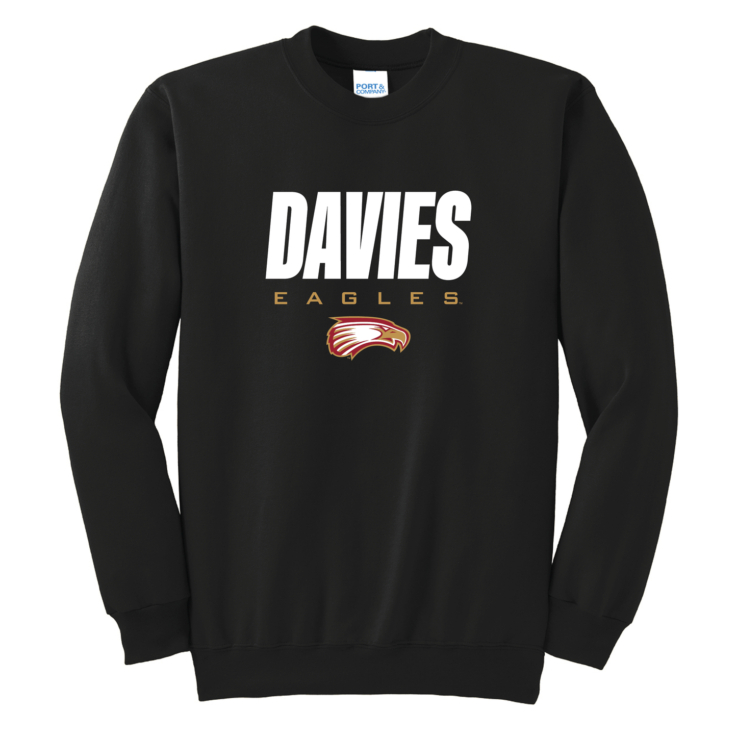 Eagles Black Port & Co™ Essential Fleece Crewneck Sweatshirt (PC90)