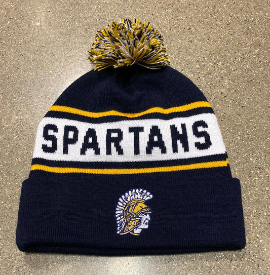Spartans Knit Pom Beanie Nvy/Gld/Wht