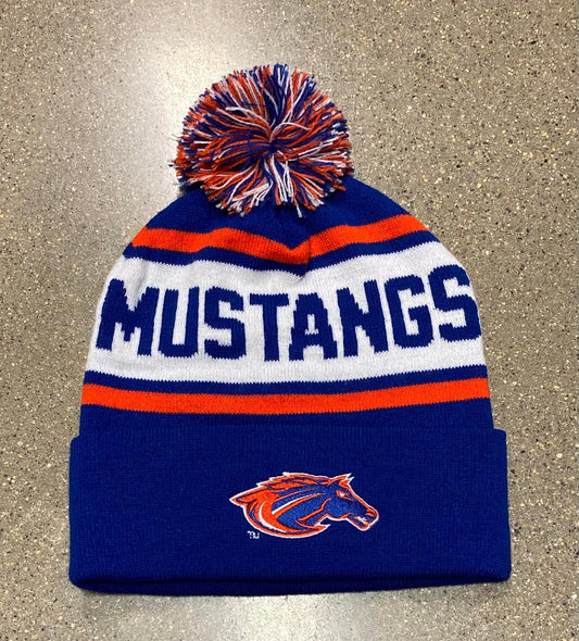 Mustang Knit Pom Beanie Blu/Org/Wht