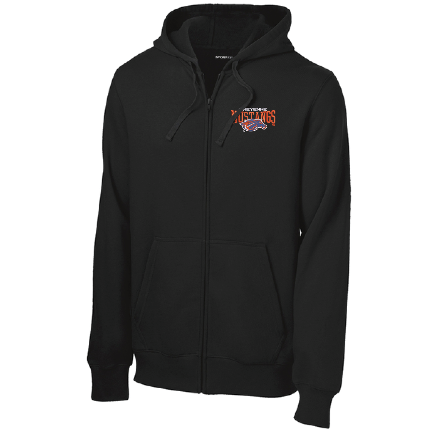Mustangs Black Sport-Tek® Full-Zip Hooded Sweatshirt (ST258)