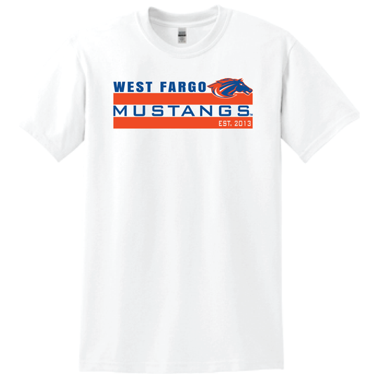 Mustangs Down Youth SS Wht Gildan Blend Tee