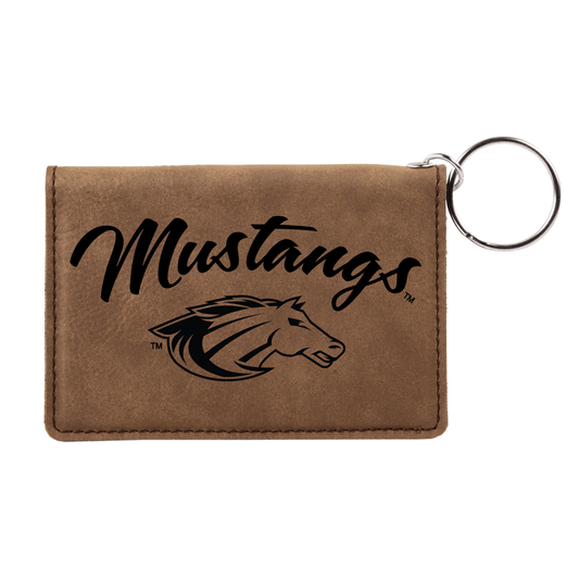 Mustangs Leatherette Keychain ID Holder BROWN