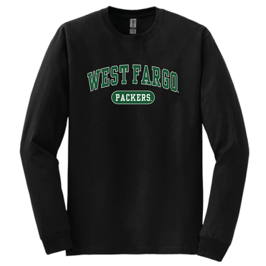 Packers Black Gildan L/S Dryblend
