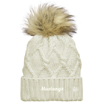 Mustangs Ivory Pom Beanie 9/23