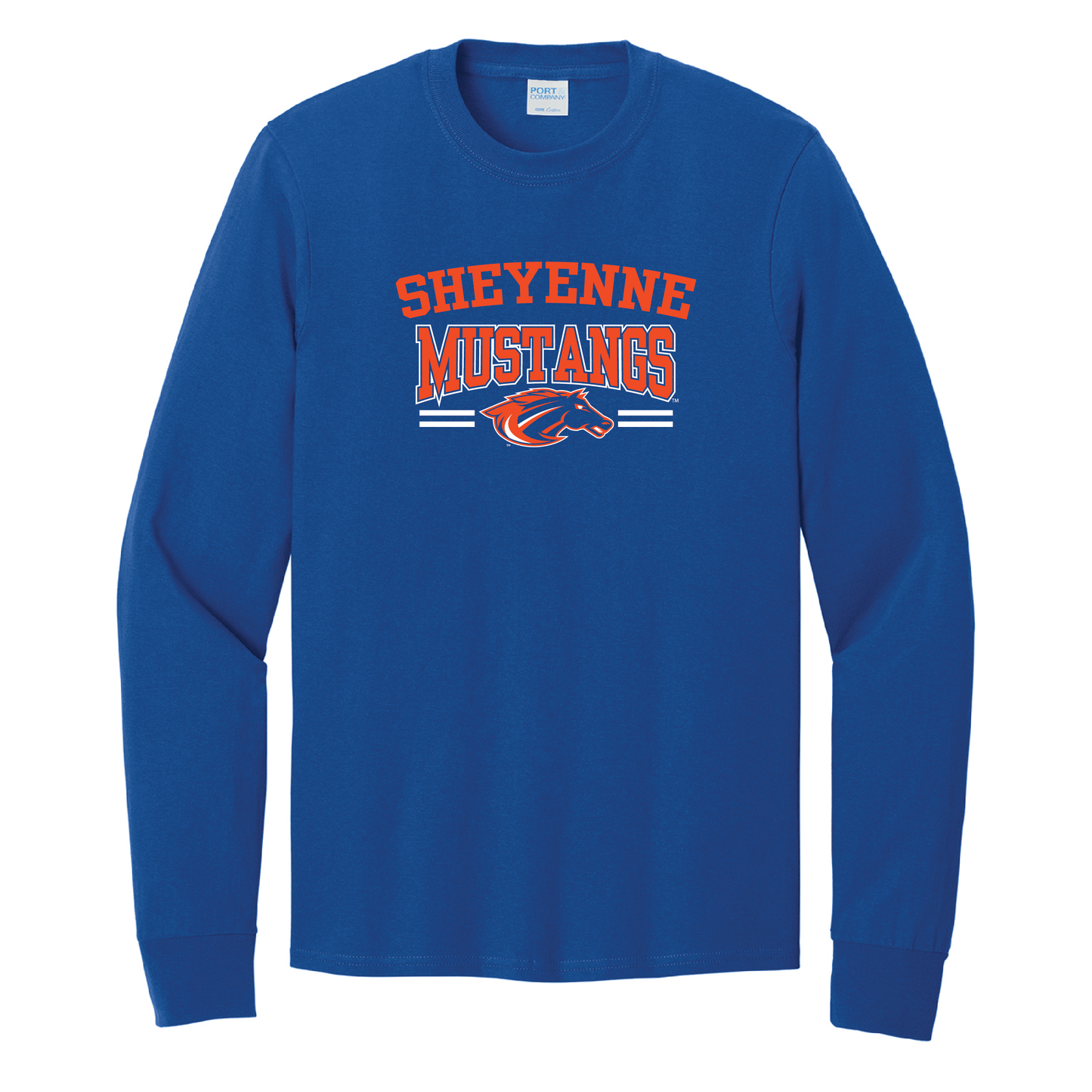 Mustangs Port & Co™ Long Sleeve Core Cotton Tee (PC54LS)