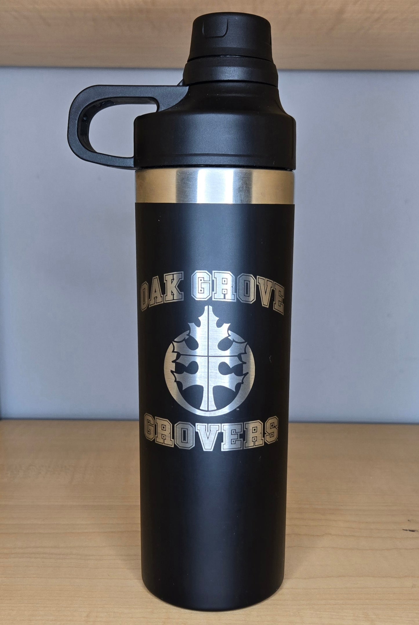 Oak Grove Laser Engraved Waterbottle Black