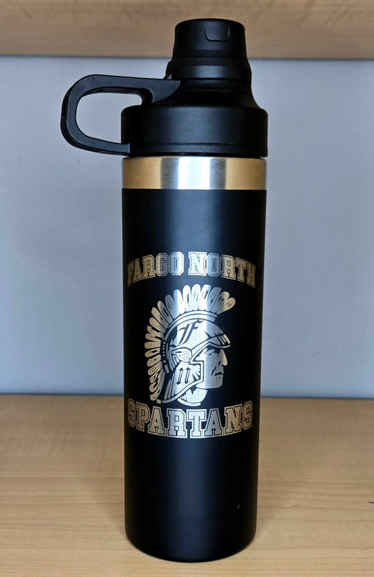 Spartans Laser Engraved Water bottle  Black