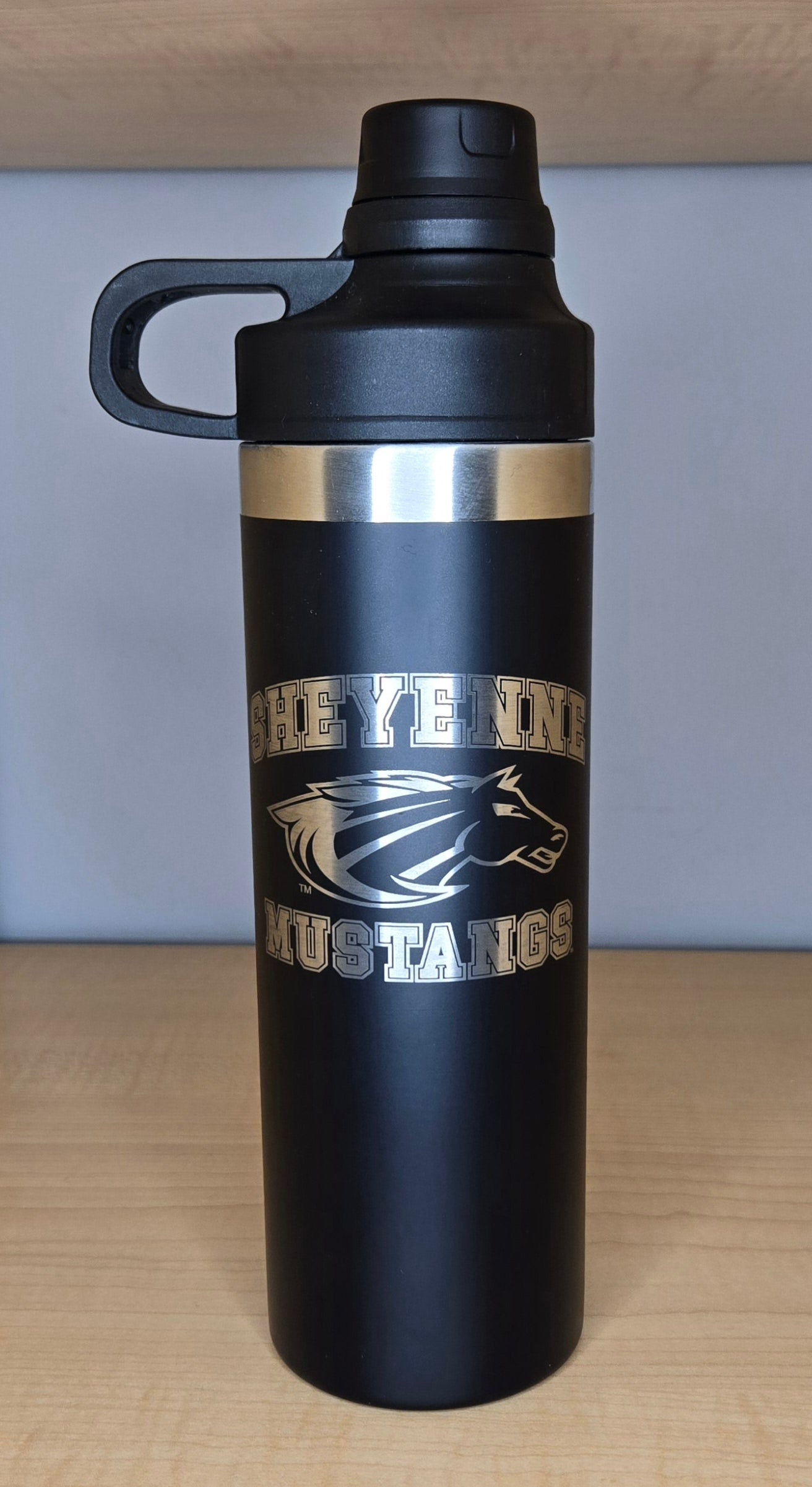 Mustangs Laser Engraved Waterbottle Black