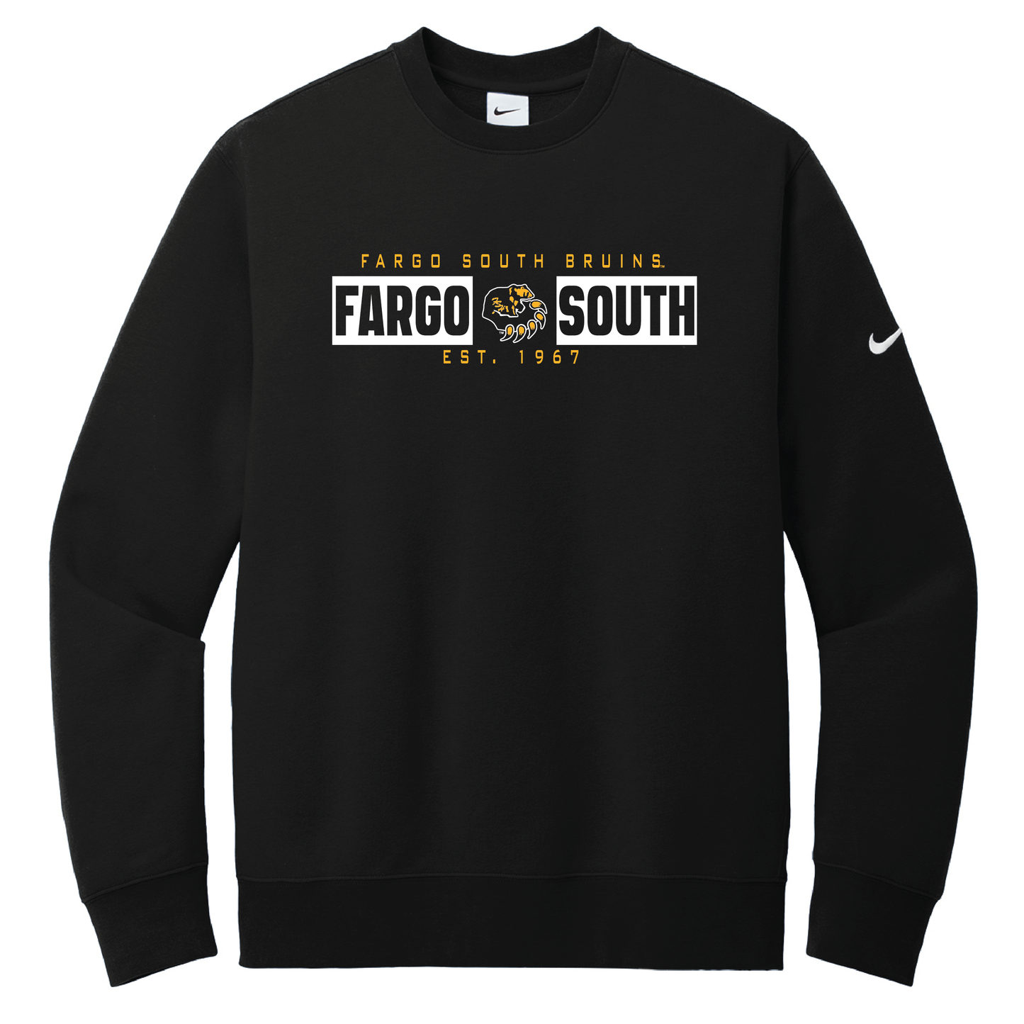 Bruins Nike Club Fleece Sleeve Swoosh Crew (NKFD9863)