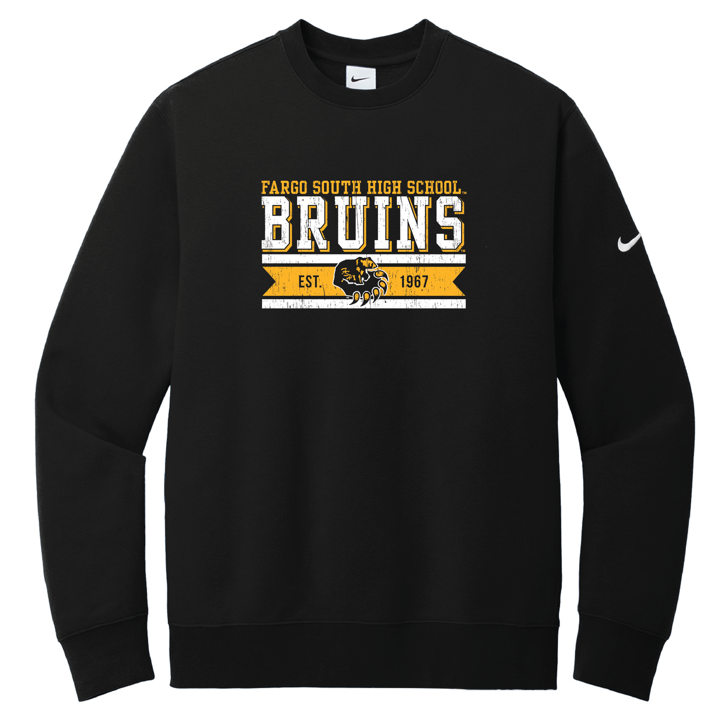 Bruins Nike Club Fleece Sleeve Swoosh Crew (NKFD9863)