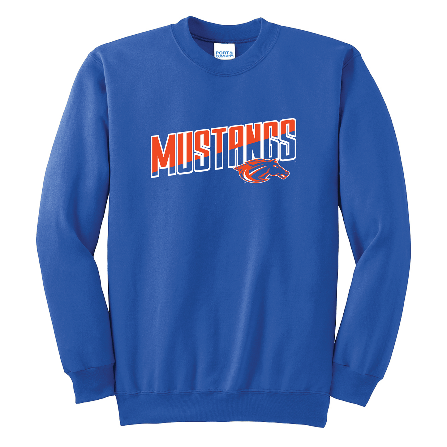 Mustangs Royal Port & Co™ Essential Fleece Crewneck Sweatshirt (PC90)