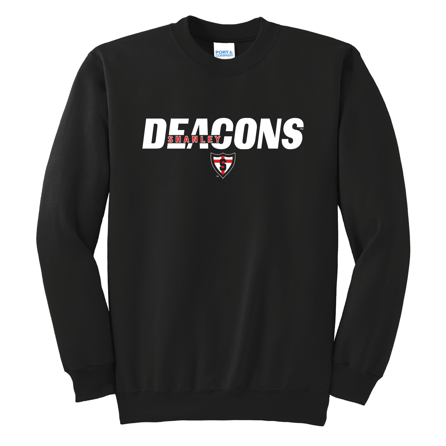 Shanley Black Port & Co™ Essential Fleece Crewneck Sweatshirt (PC90)