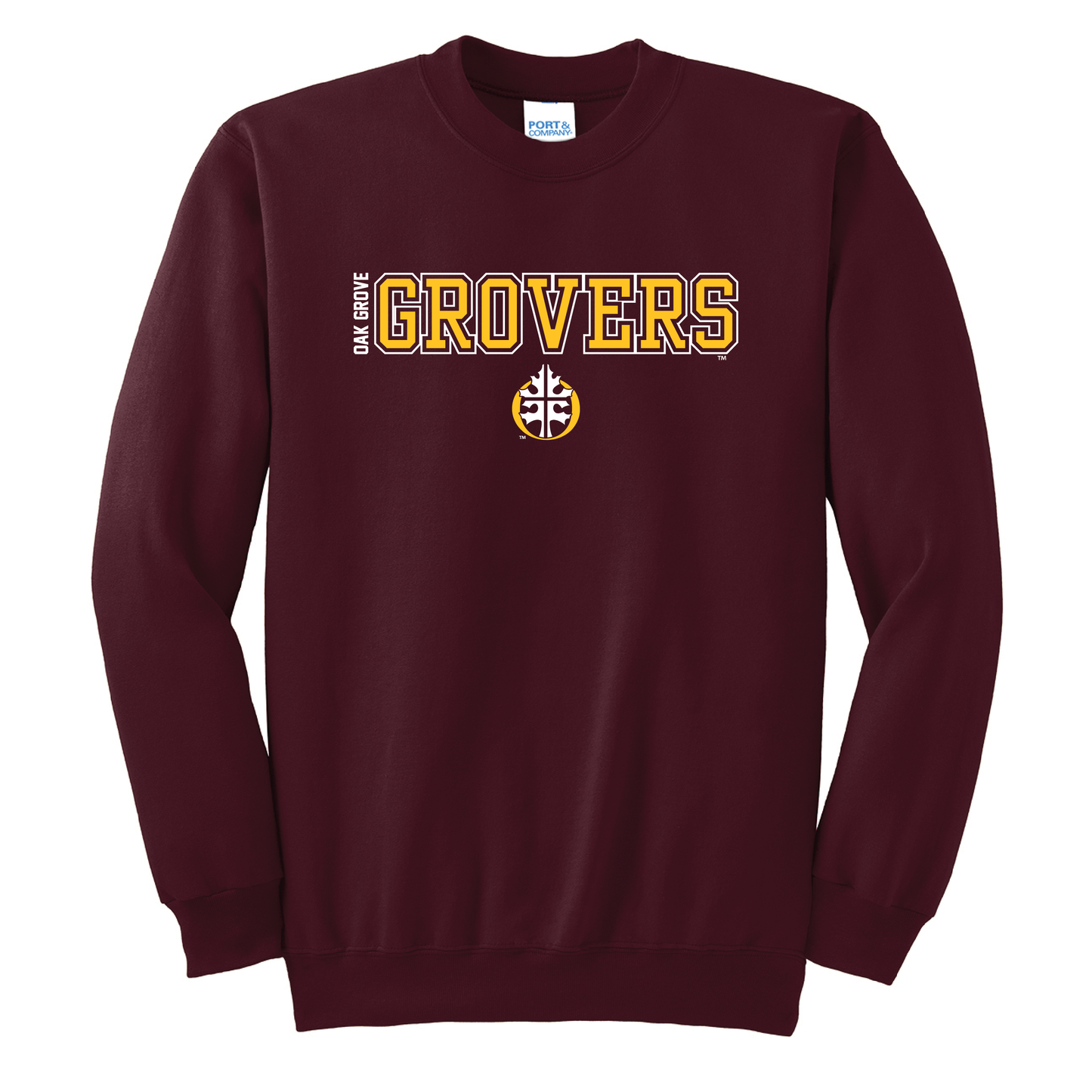 Oak Grove Maroon Port & Co™ Essential Fleece Crewneck Sweatshirt (PC90)