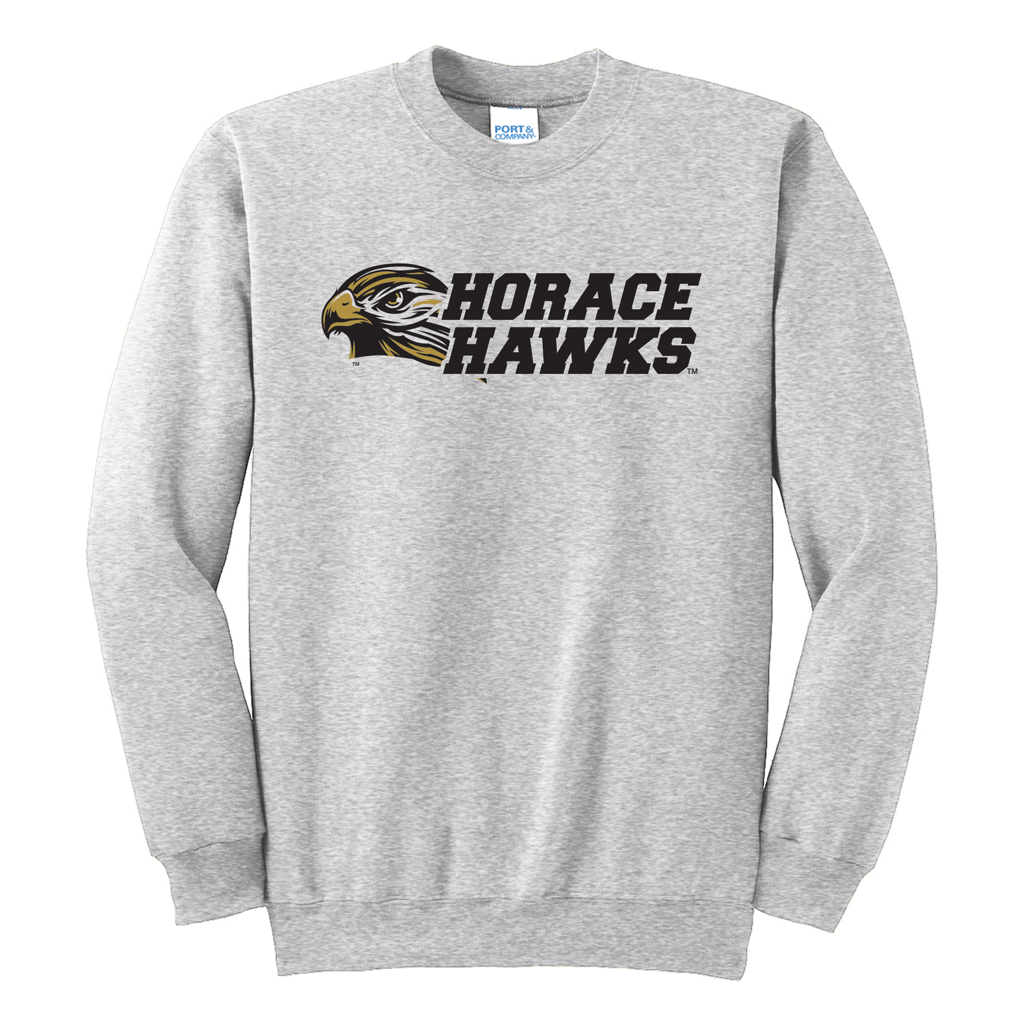 Hawks Ash Port & Co™ Essential Fleece Crewneck Sweatshirt (PC90)