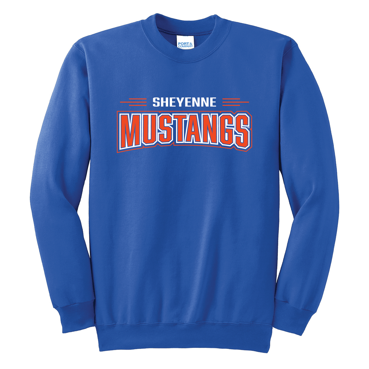 Mustangs Royal Port & Co™ Essential Fleece Crewneck Sweatshirt (PC90)