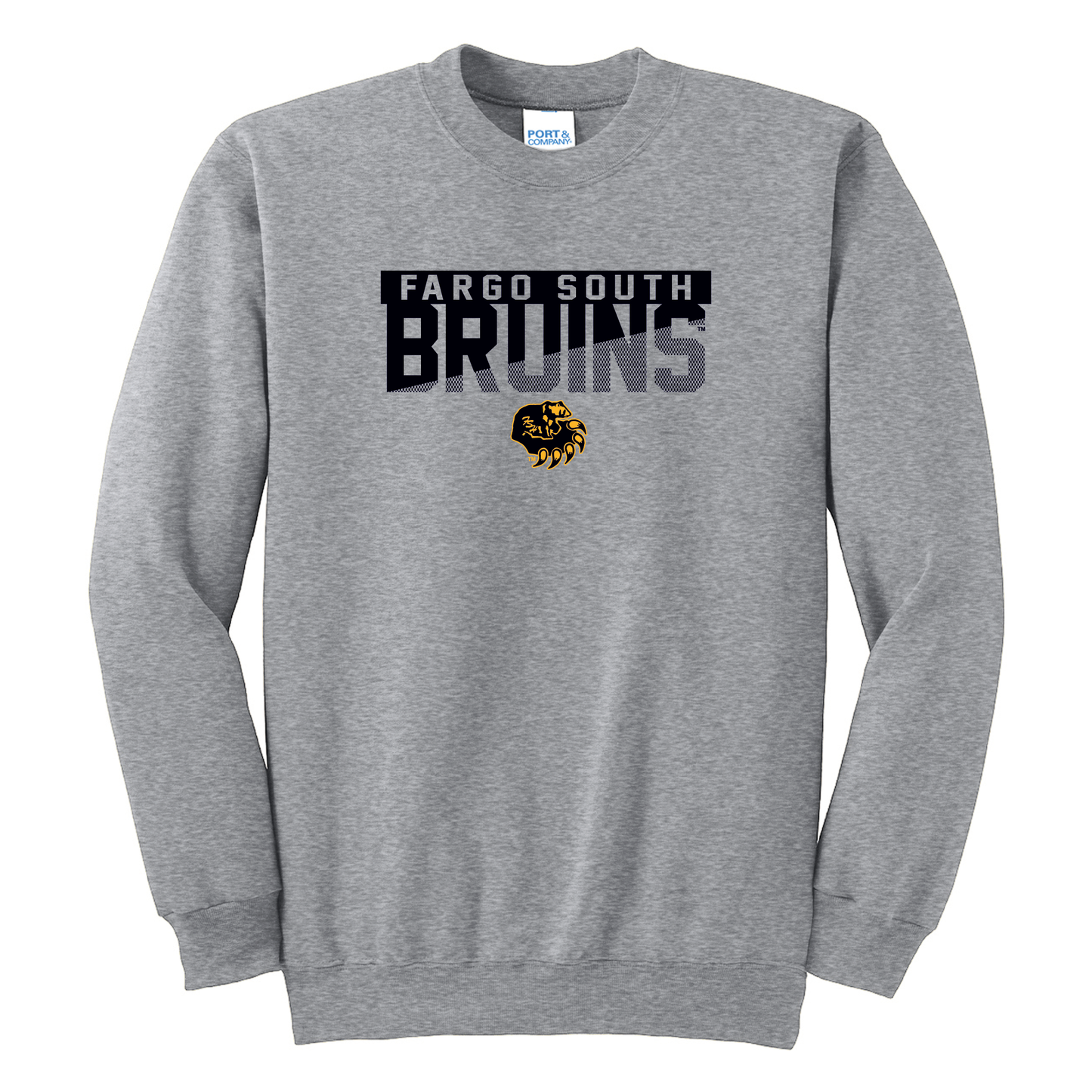 Bruins Athletic Heather Port & Co™ Essential Fleece Crewneck Sweatshirt (PC90)