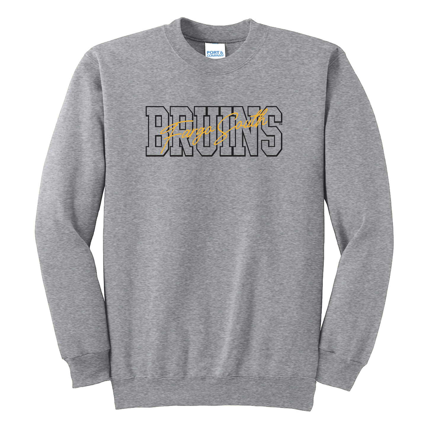 Bruins Athletic Heather Port & Co™ Essential Fleece Crewneck Sweatshirt (PC90)