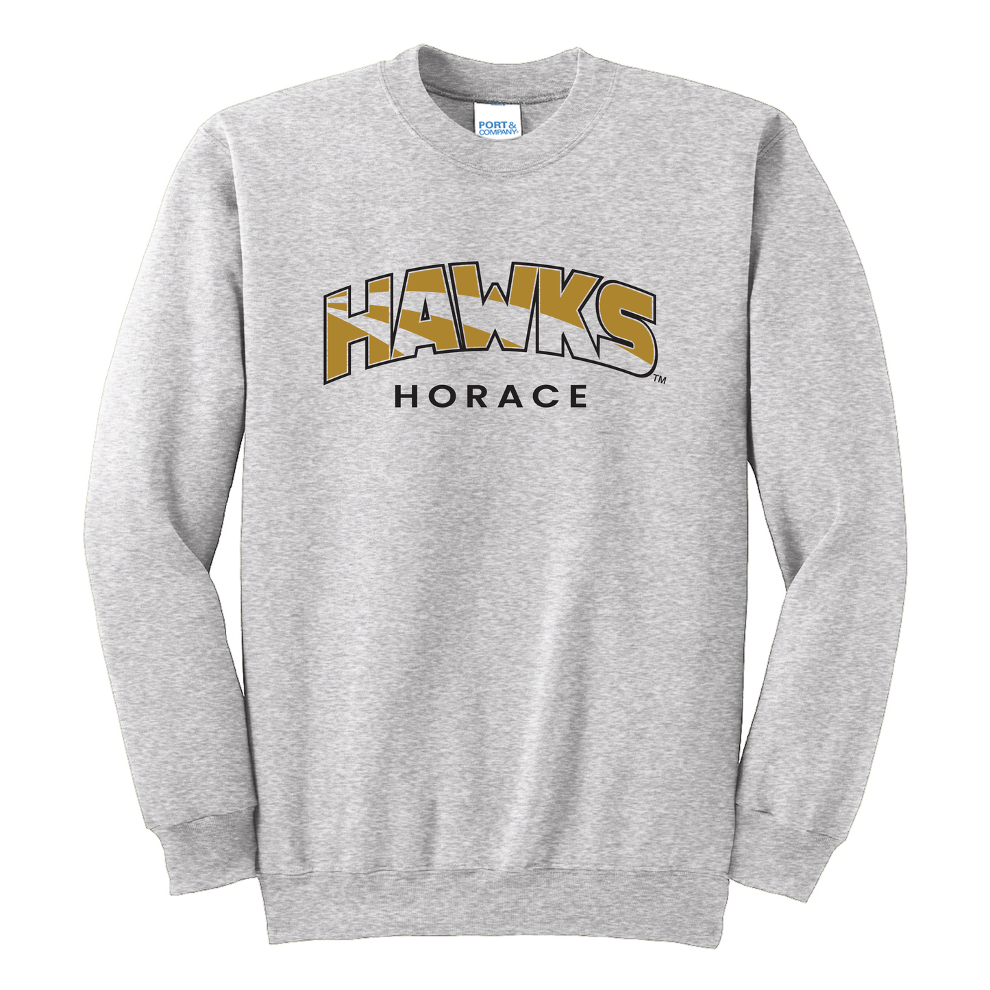Hawks Ash Port & Co™ Essential Fleece Crewneck Sweatshirt (PC90)