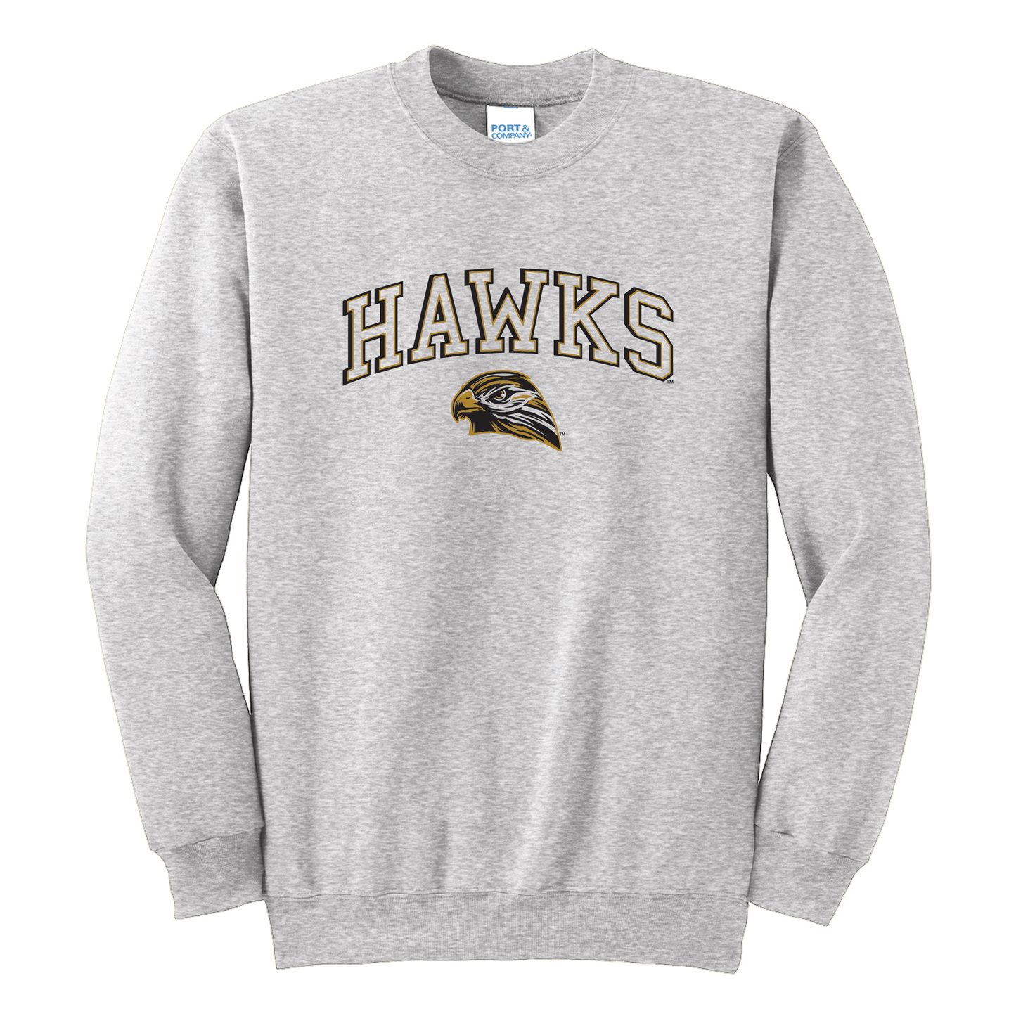 Hawks Ash Port & Co™ Essential Fleece Crewneck Sweatshirt (PC90)