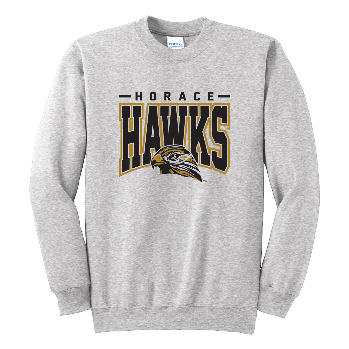Hawks Ash Port & Co™ Essential Fleece Crewneck Sweatshirt (PC90)