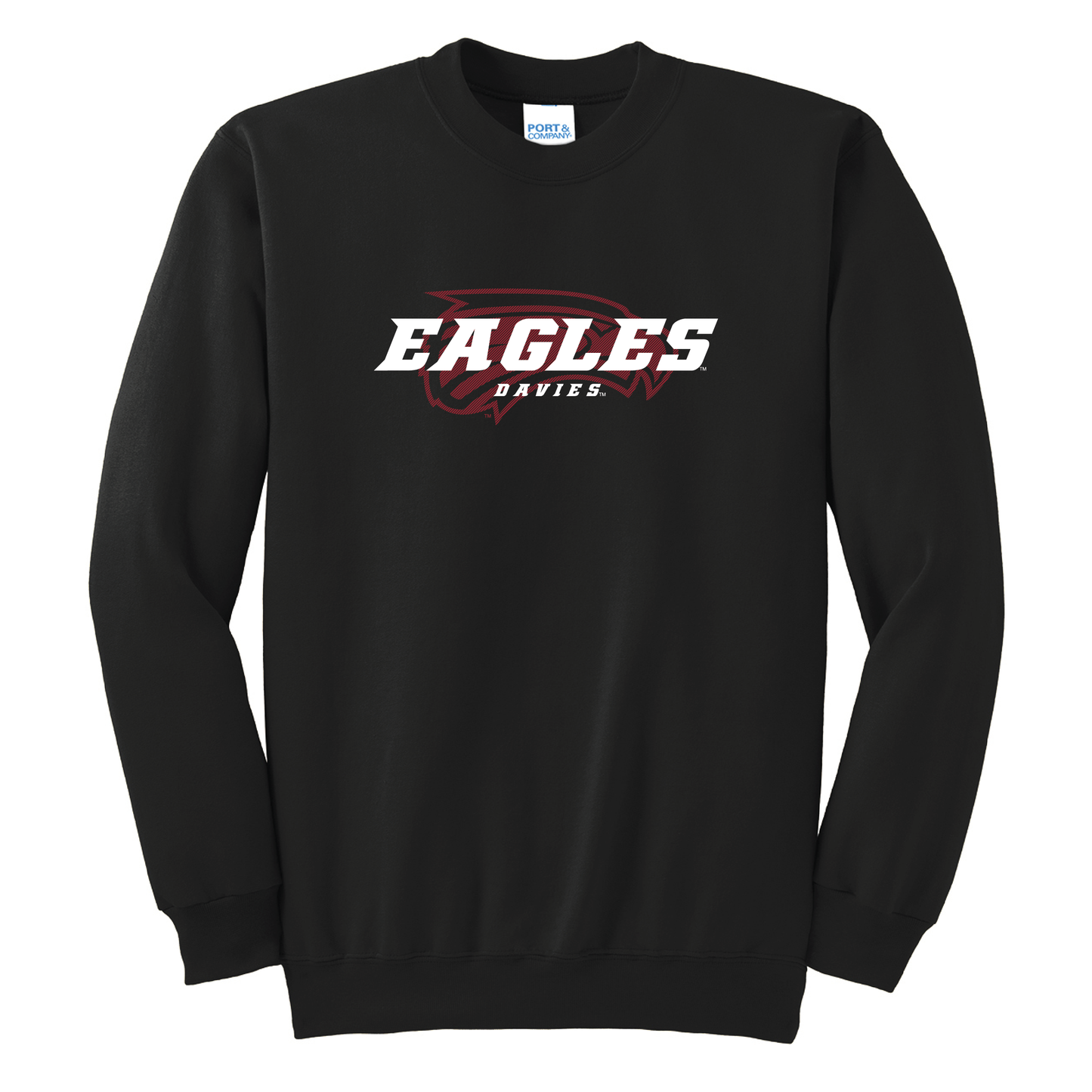 Eagles Black Port & Co™ Essential Fleece Crewneck Sweatshirt (PC90)