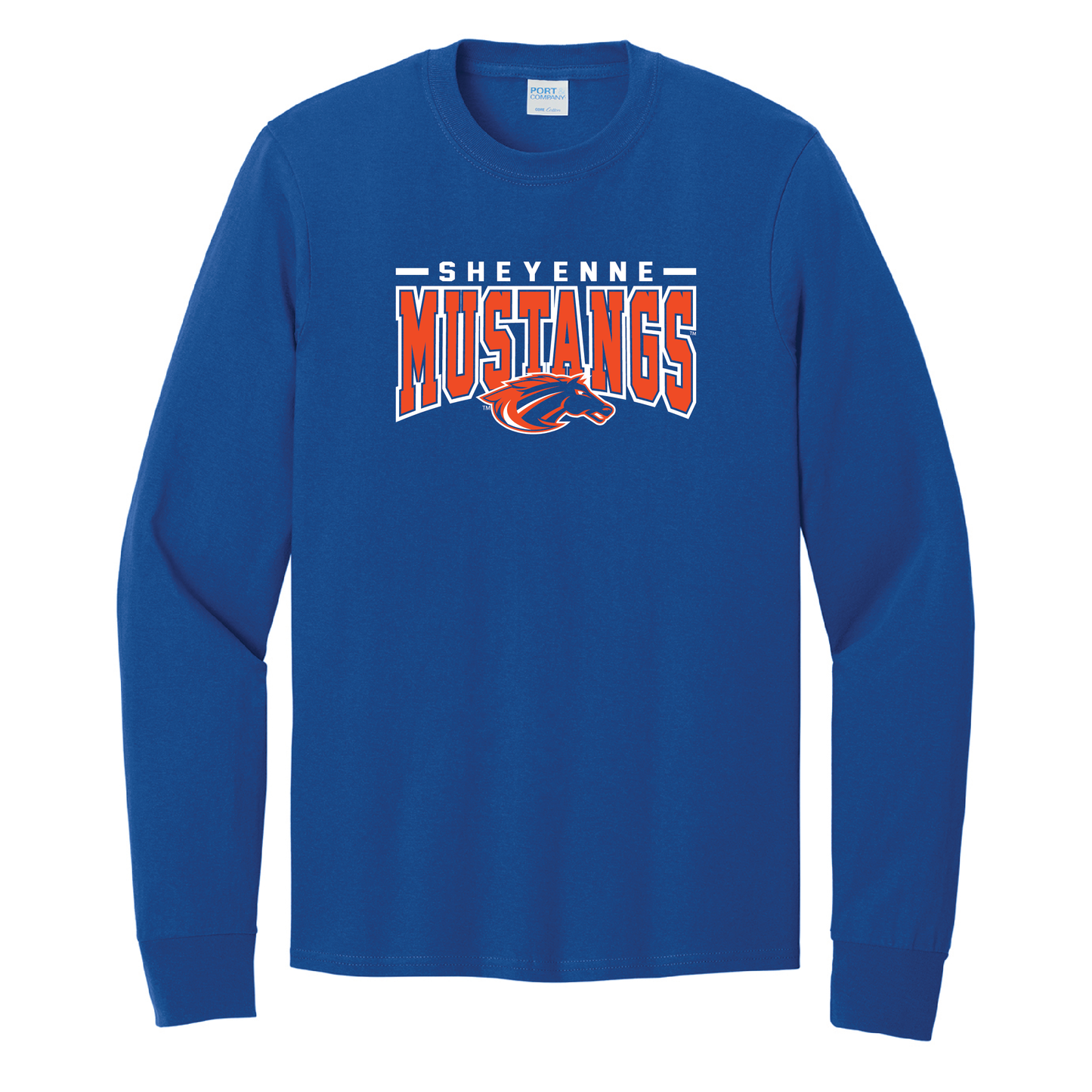 Mustangs Port & Co™ Long Sleeve Core Cotton Tee (PC54LS)