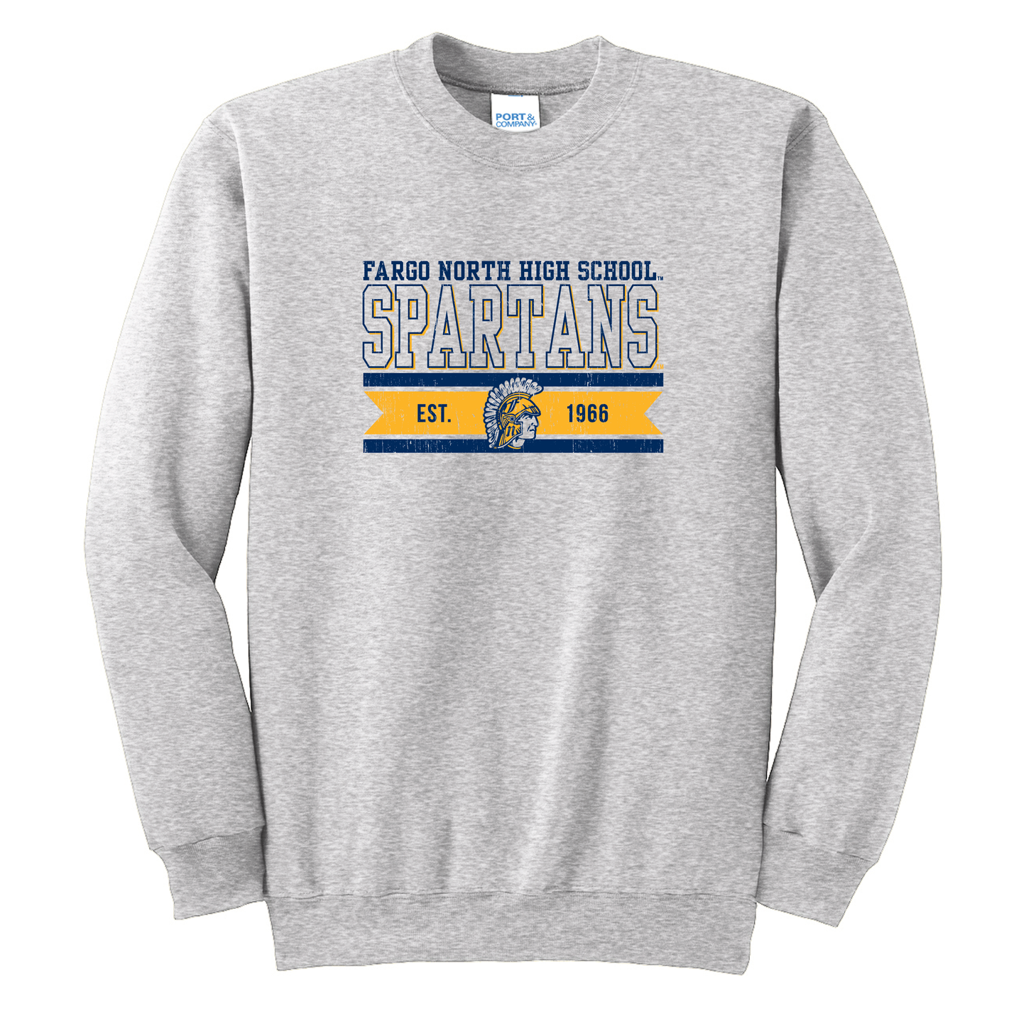 Spartans Ash Port & Co™ Essential Fleece Crewneck Sweatshirt (PC90)