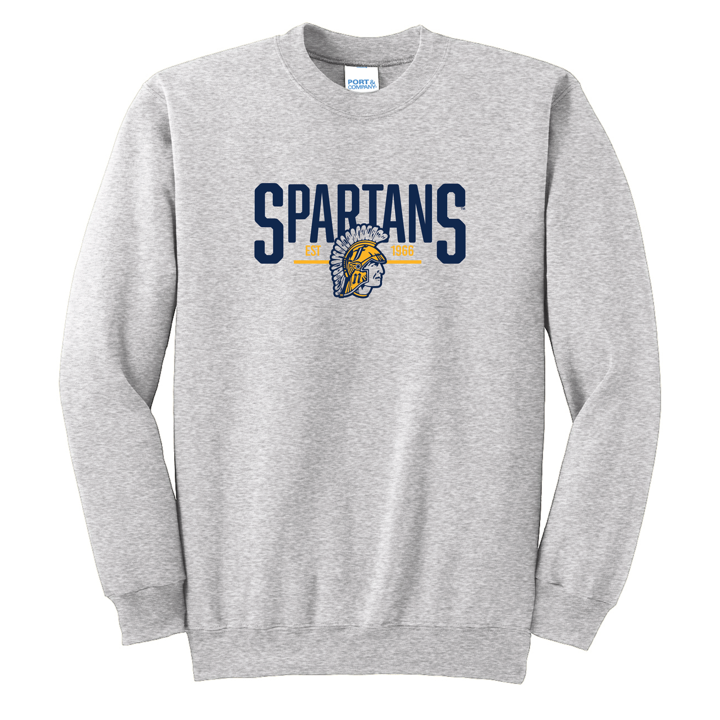 Spartans Ash Port & Co™ Essential Fleece Crewneck Sweatshirt (PC90)