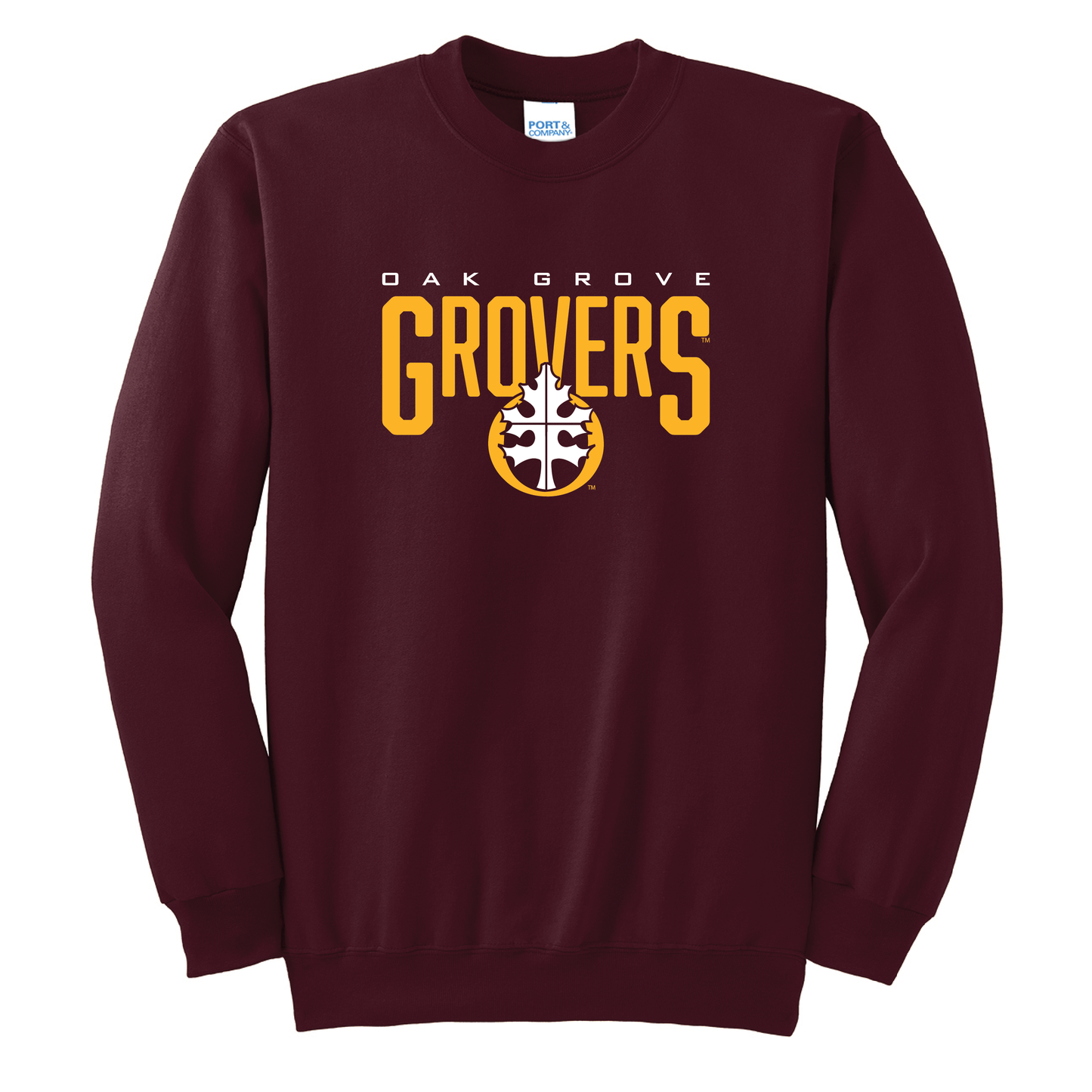 Oak Grove Maroon Port & Co™ Essential Fleece Crewneck Sweatshirt (PC90)
