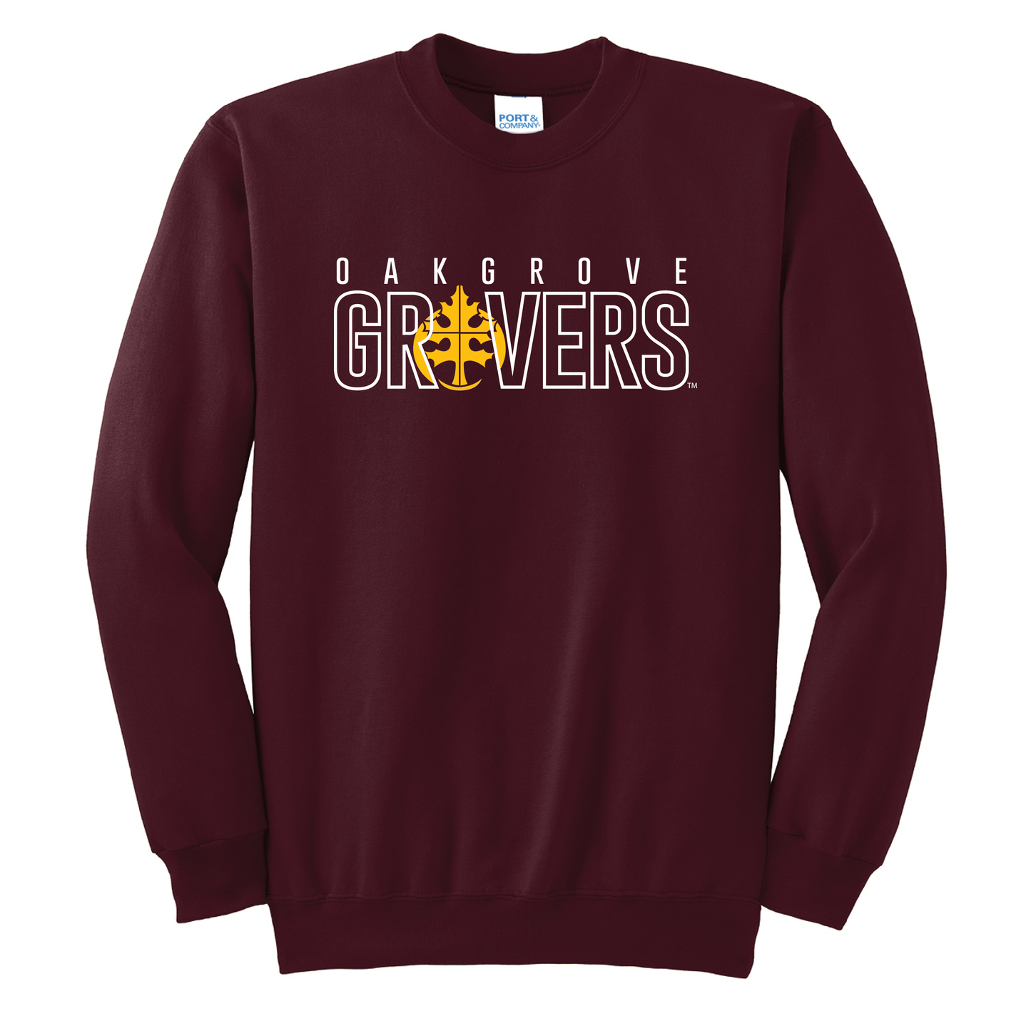 Oak Grove Maroon Port & Co™ Essential Fleece Crewneck Sweatshirt (PC90)