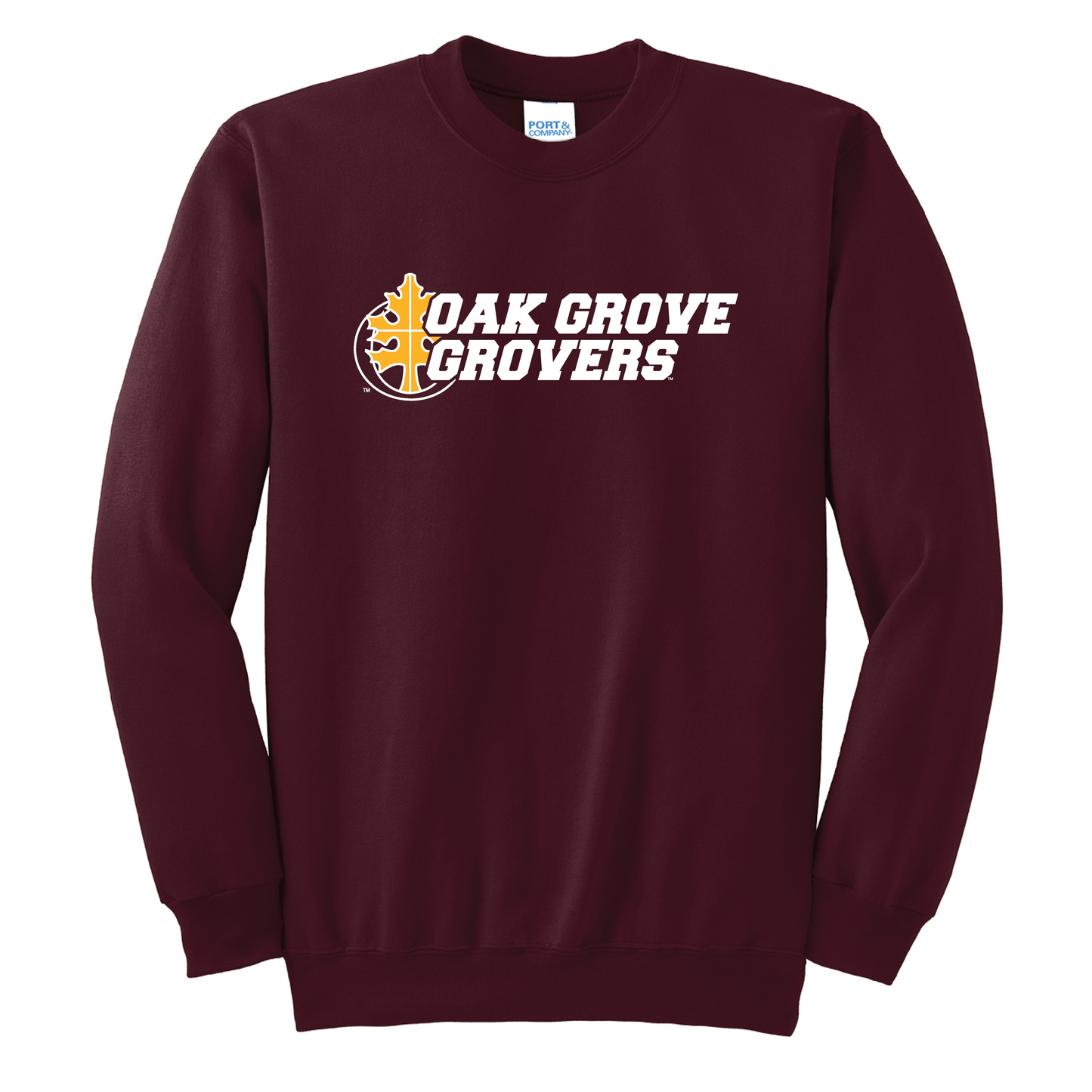 Oak Grove Maroon Port & Co™ Essential Fleece Crewneck Sweatshirt (PC90)