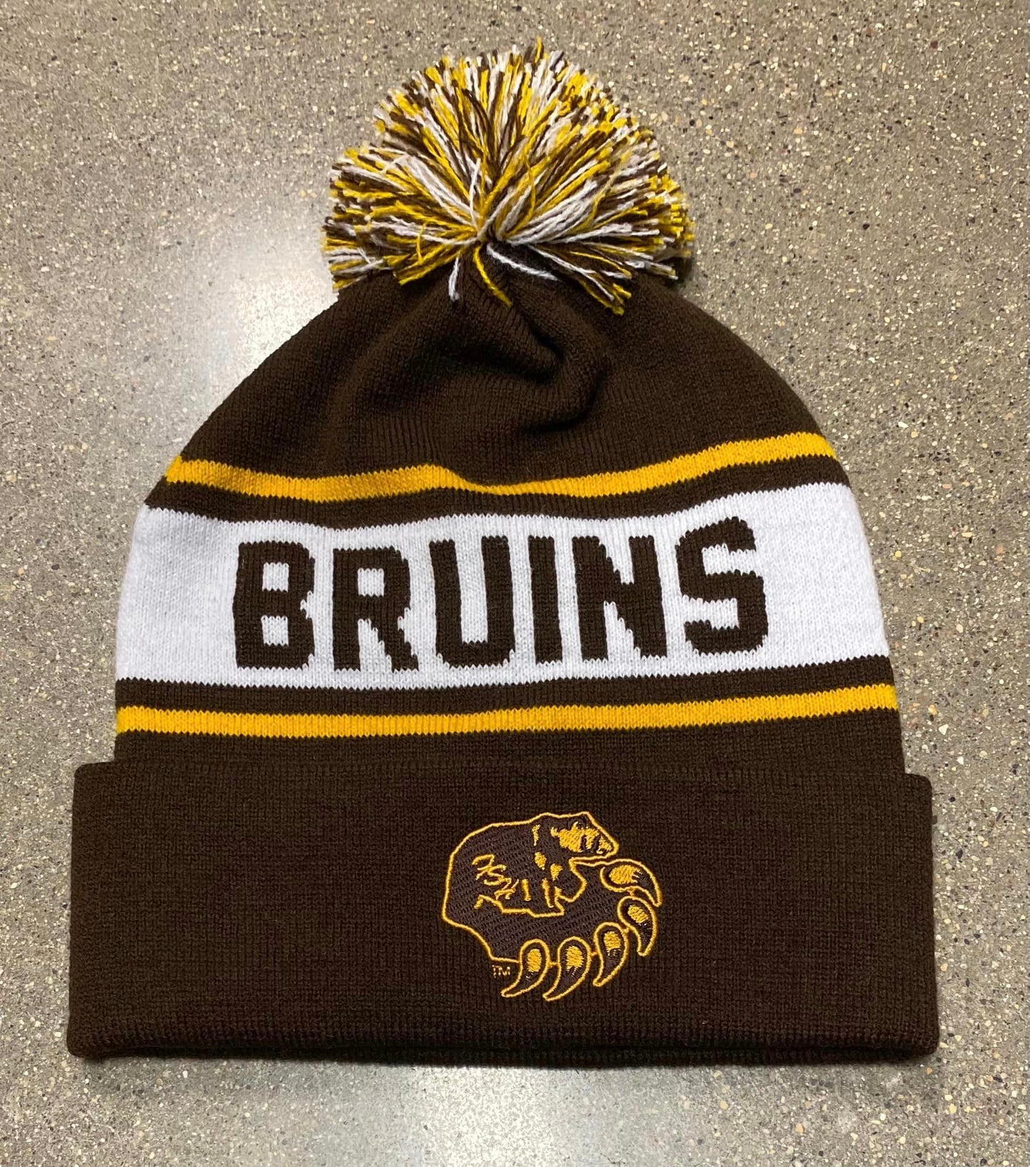 Bruins Knit Pom Beanie Brn/Gld/Wht