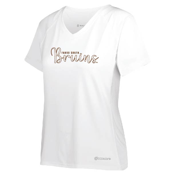 Bruins Ladies Whte Holloway CoolCore V-Neck Tee