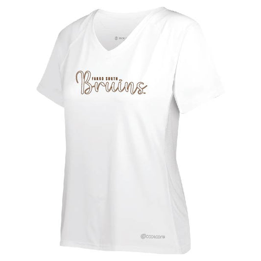 Bruins Ladies Whte Holloway CoolCore V-Neck Tee