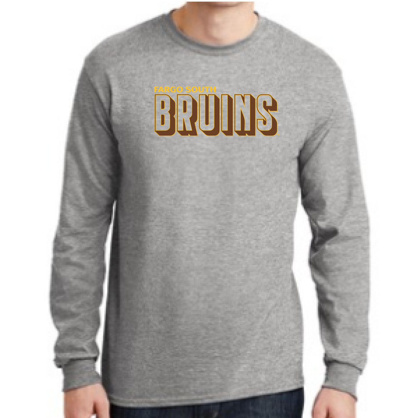 Bruins LS Ash Gry Gildan T-Shirt