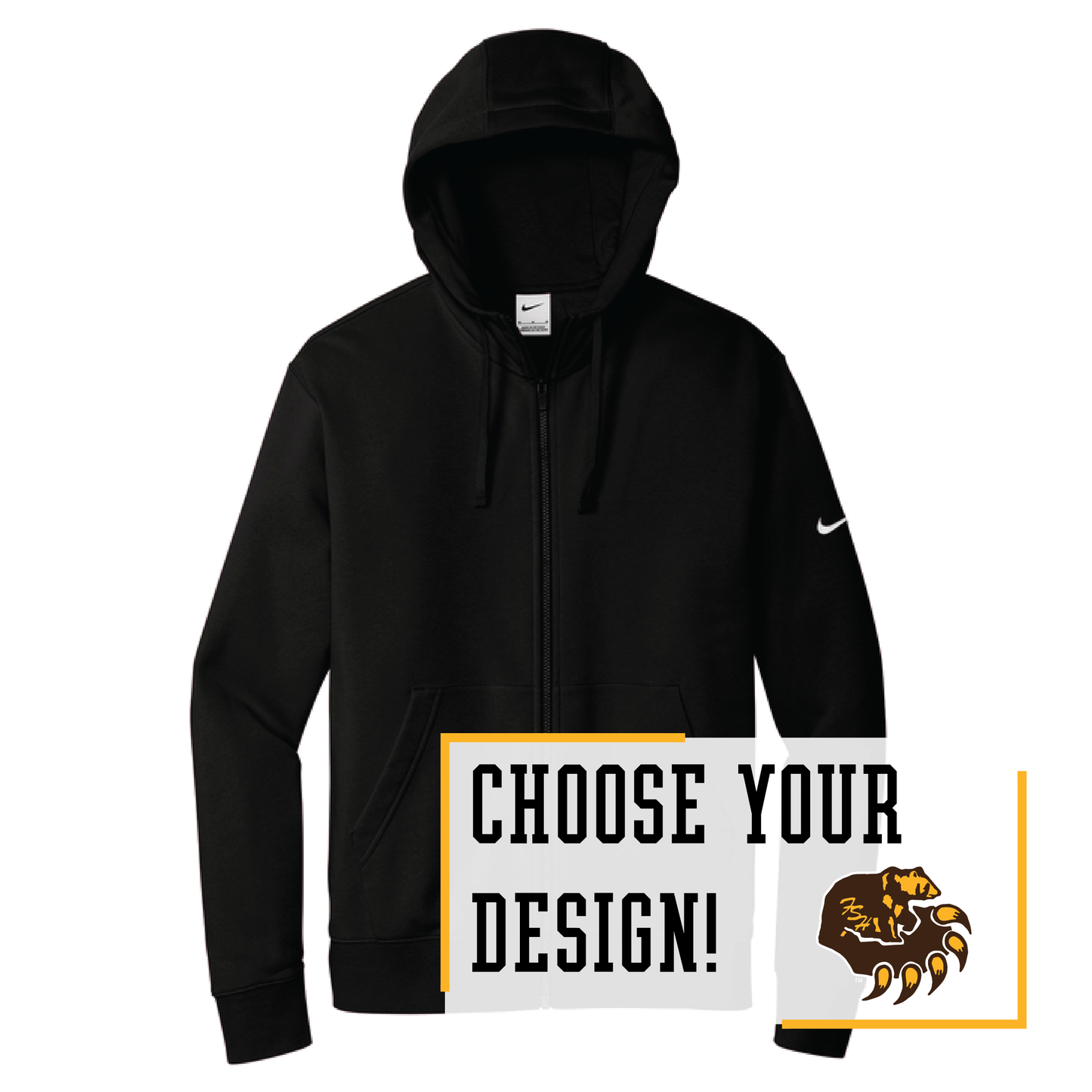 Bruins Nike Club Fleece Sleeve Swoosh Full-Zip Hoodie (NKDR1513)