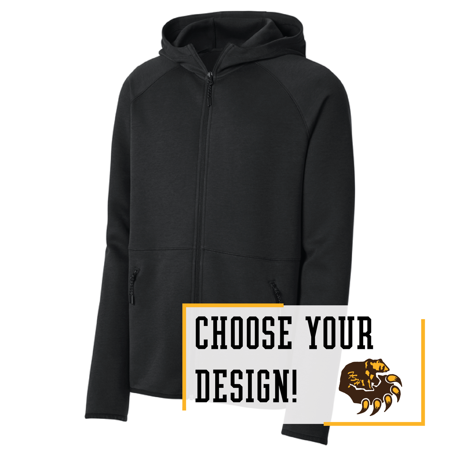Bruins Black Sport-Tek® Phenom Full-Zip Hoodie (ST840)