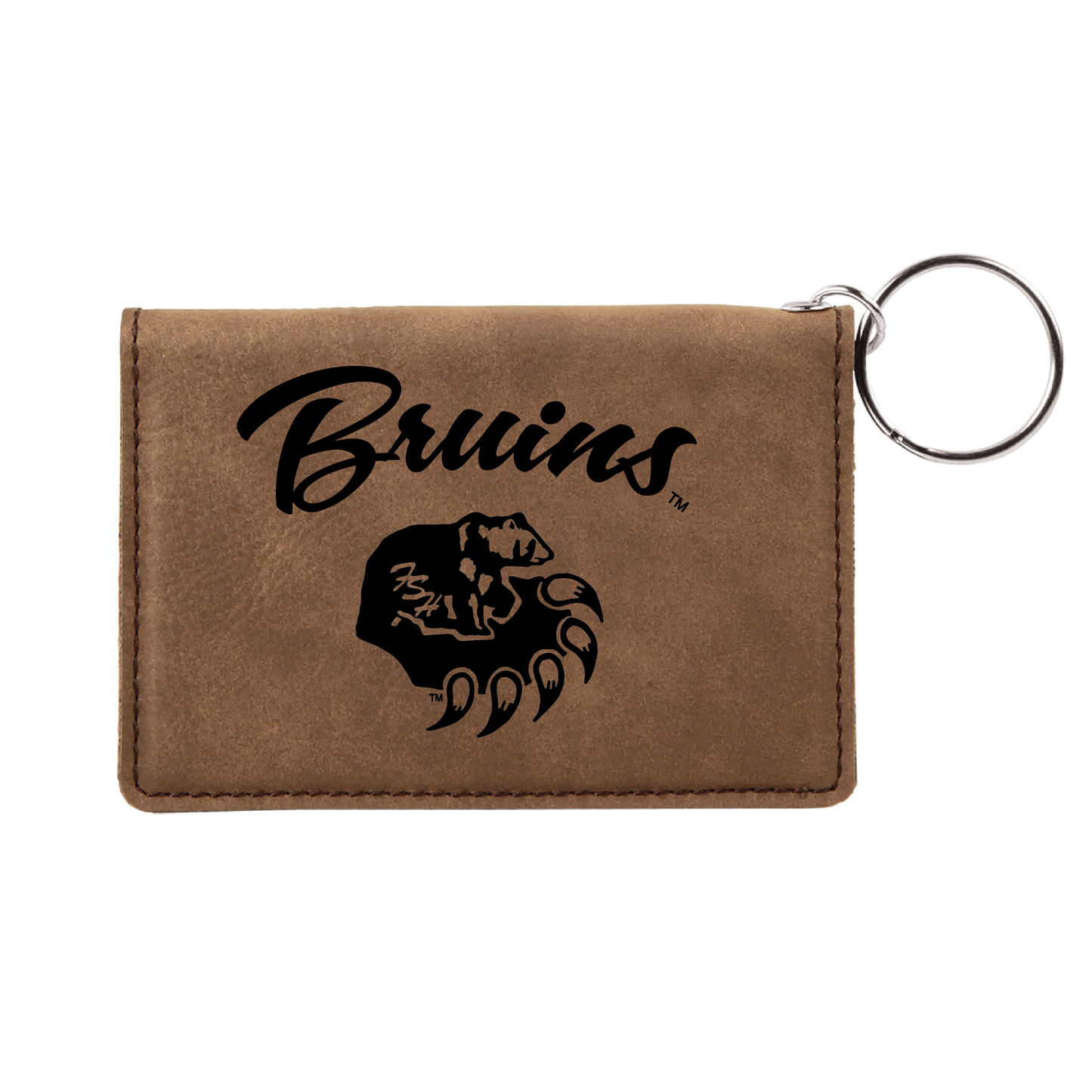 Bruins Leatherette Keychain ID Holder BROWN