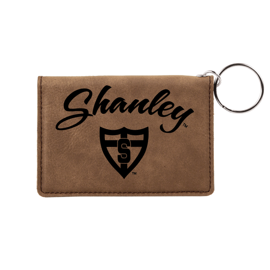 Shanley Deacons Leatherette Keychain ID Holder  Brown