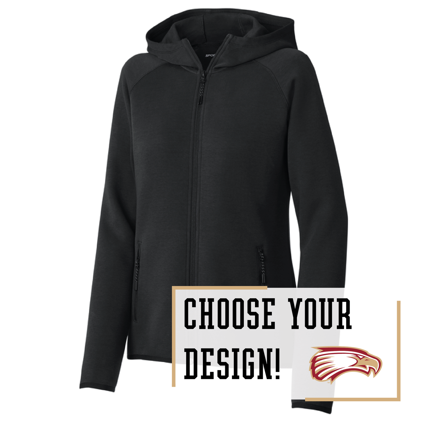 Eagles Black Sport-Tek® Women’s Full-Zip Hoodie (LST840)