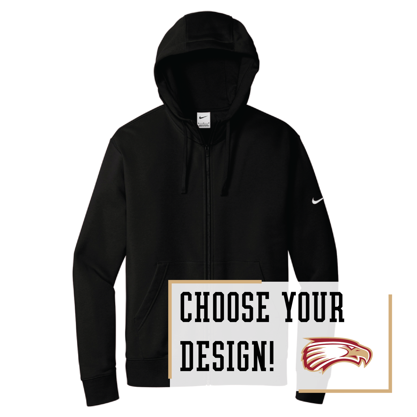 Eagles Nike Club Fleece Sleeve Swoosh Full-Zip Hoodie (NKDR1513)