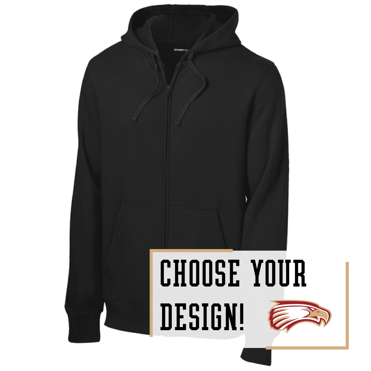 Eagles Black Sport-Tek® Full-Zip Hooded Sweatshirt (ST258)