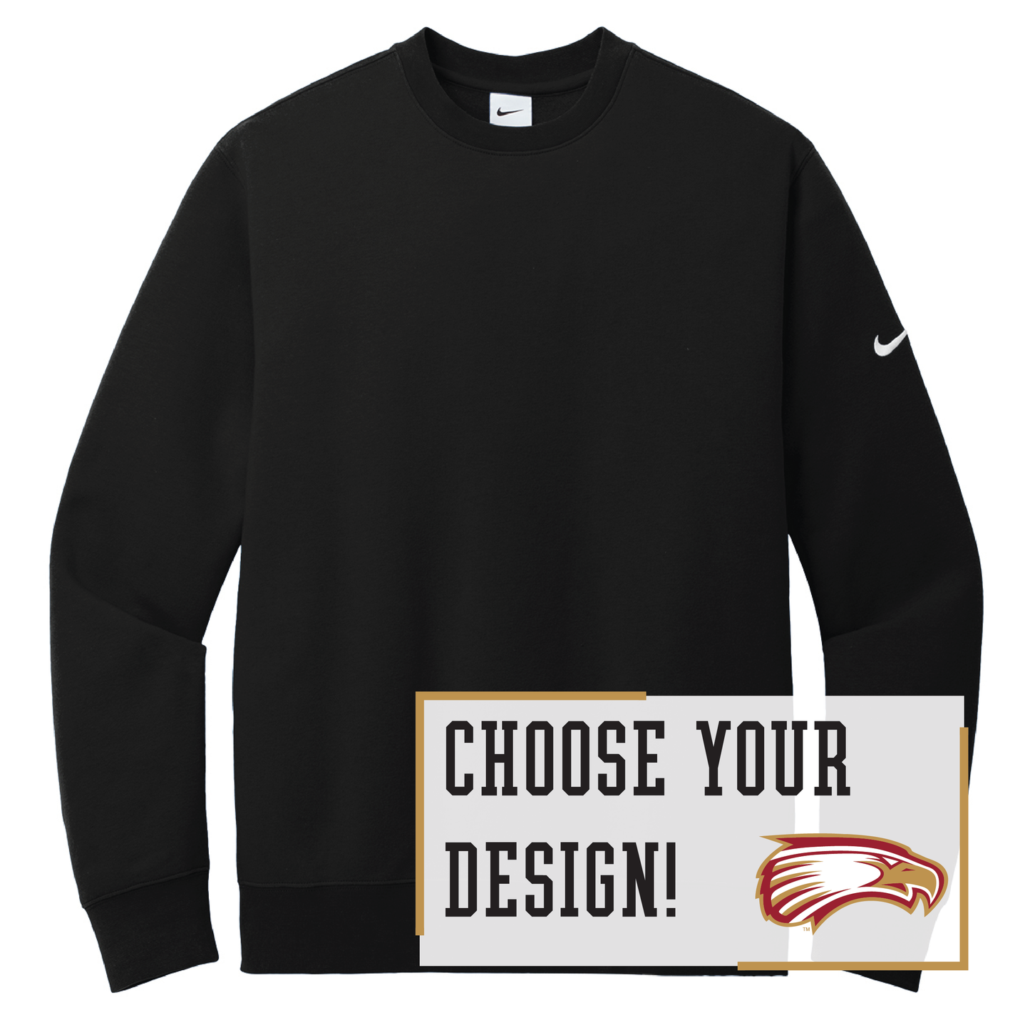 Eagles Nike Club Fleece Sleeve Swoosh Crew (NKFD9863)