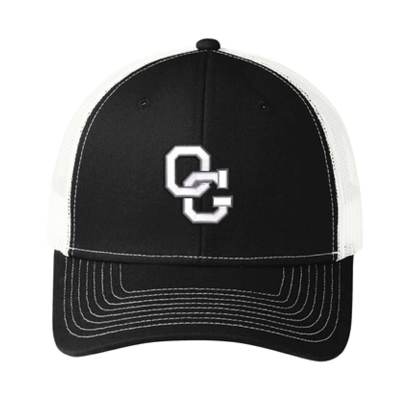 Oak Grove Black/White Port Authority® Snapback Trucker Cap (C402)