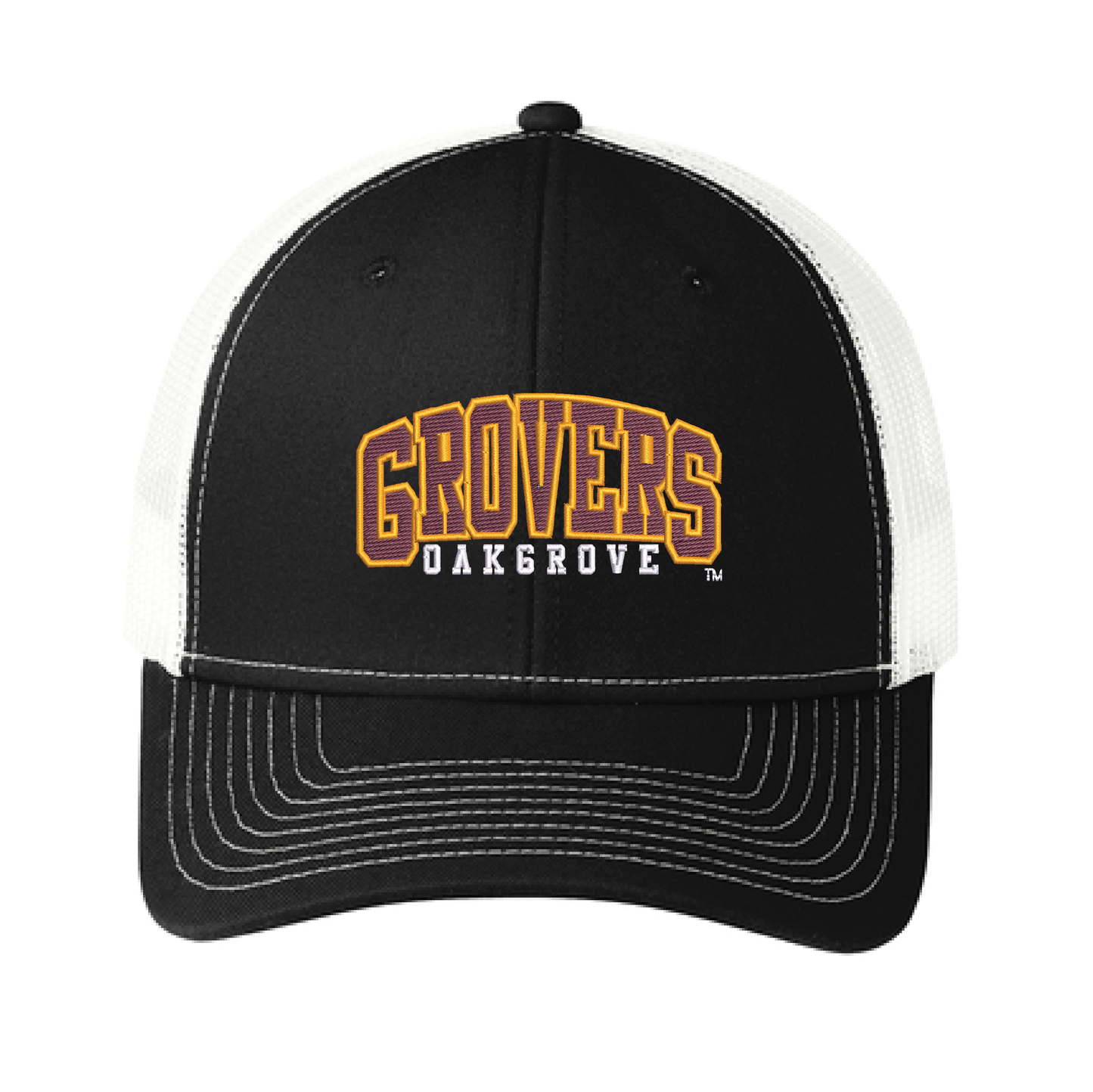 Oak Grove Black/White Port Authority® Snapback Trucker Cap (C402)