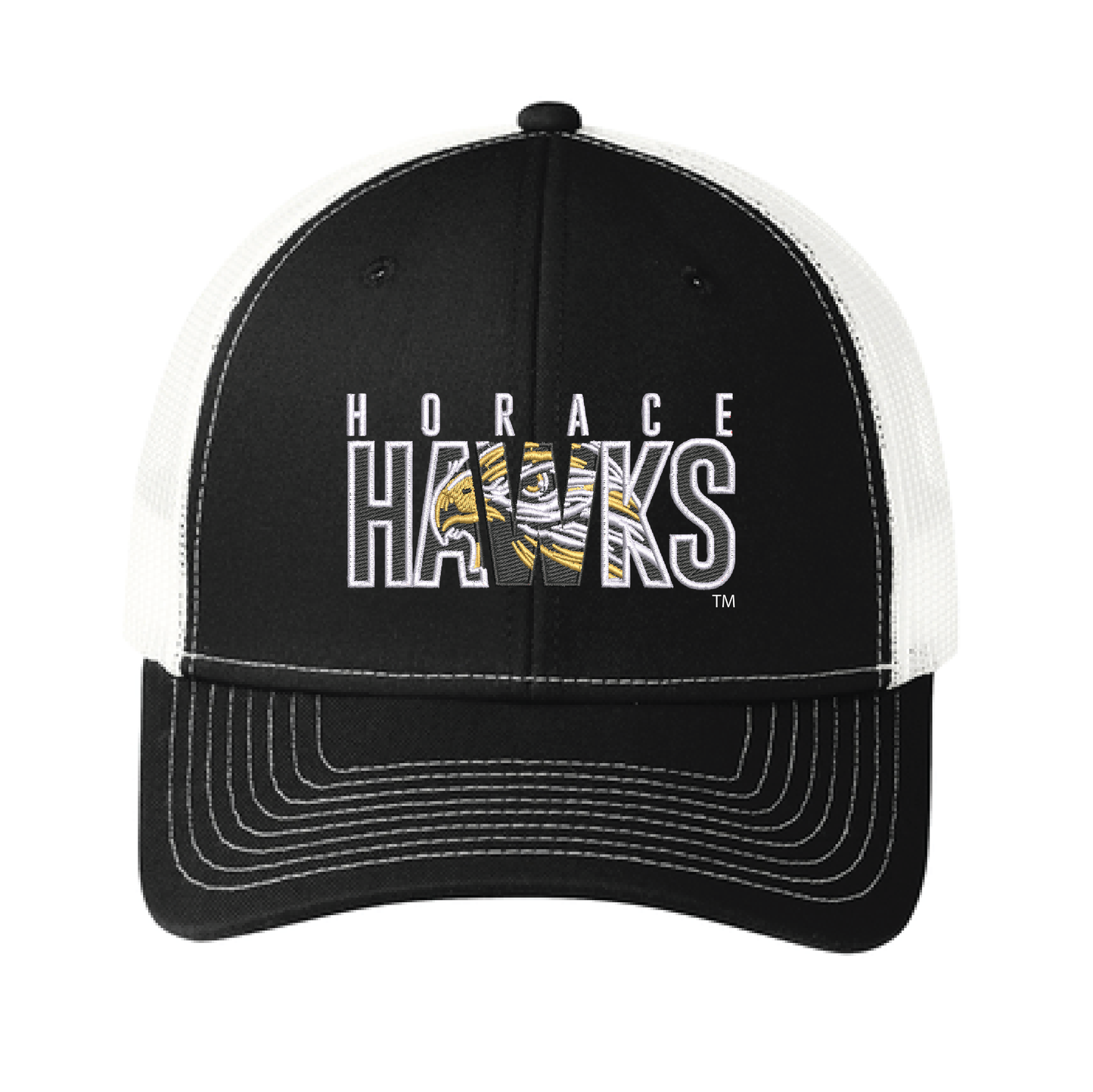 Hawks Black/White Port Authority® Snapback Trucker Cap (C402)