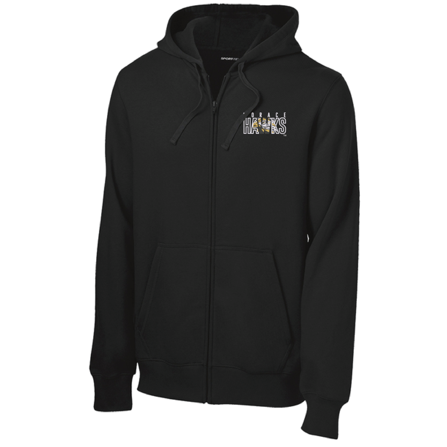 Hawks Black Sport-Tek® Full-Zip Hooded Sweatshirt (ST258)