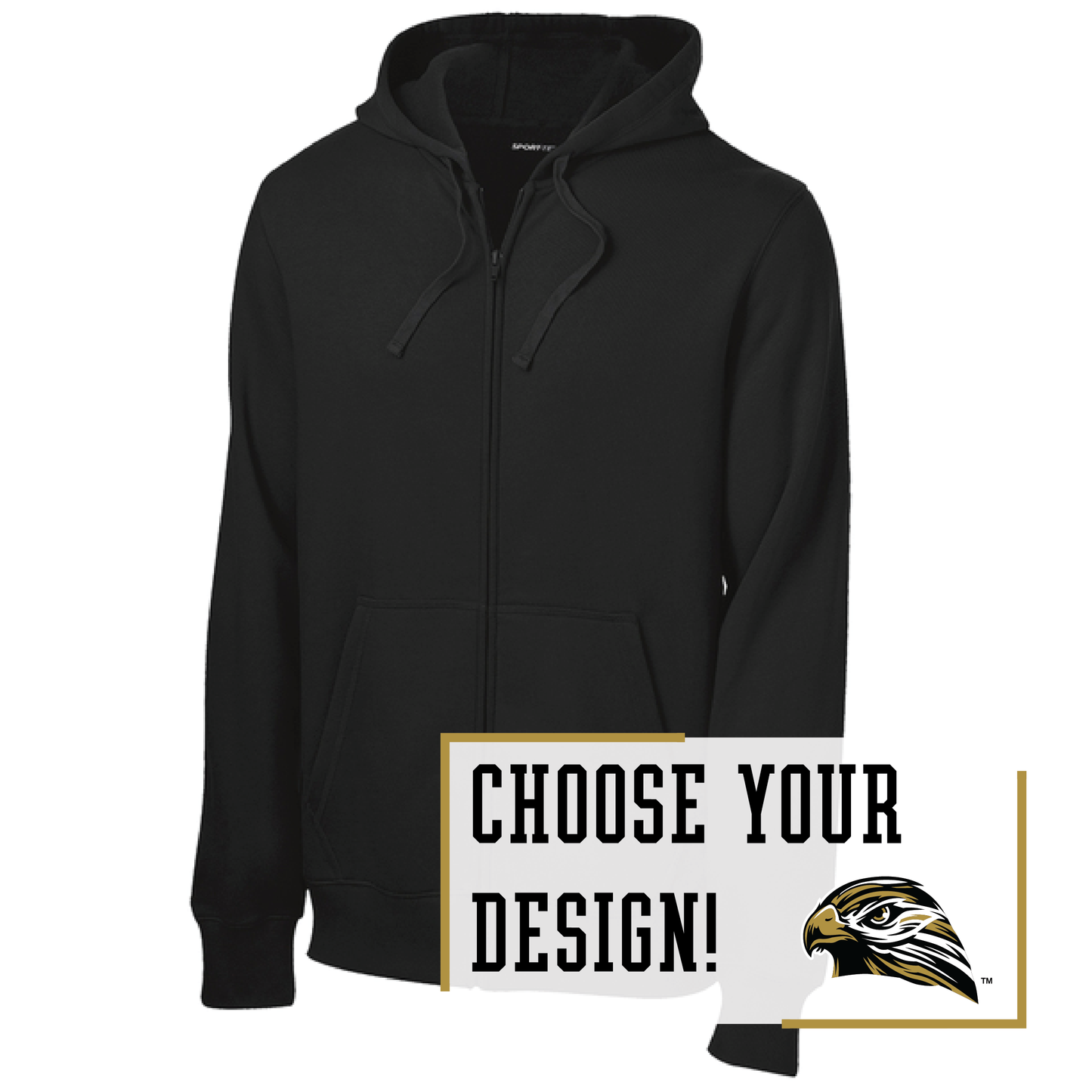 Hawks Black Sport-Tek® Full-Zip Hooded Sweatshirt (ST258)